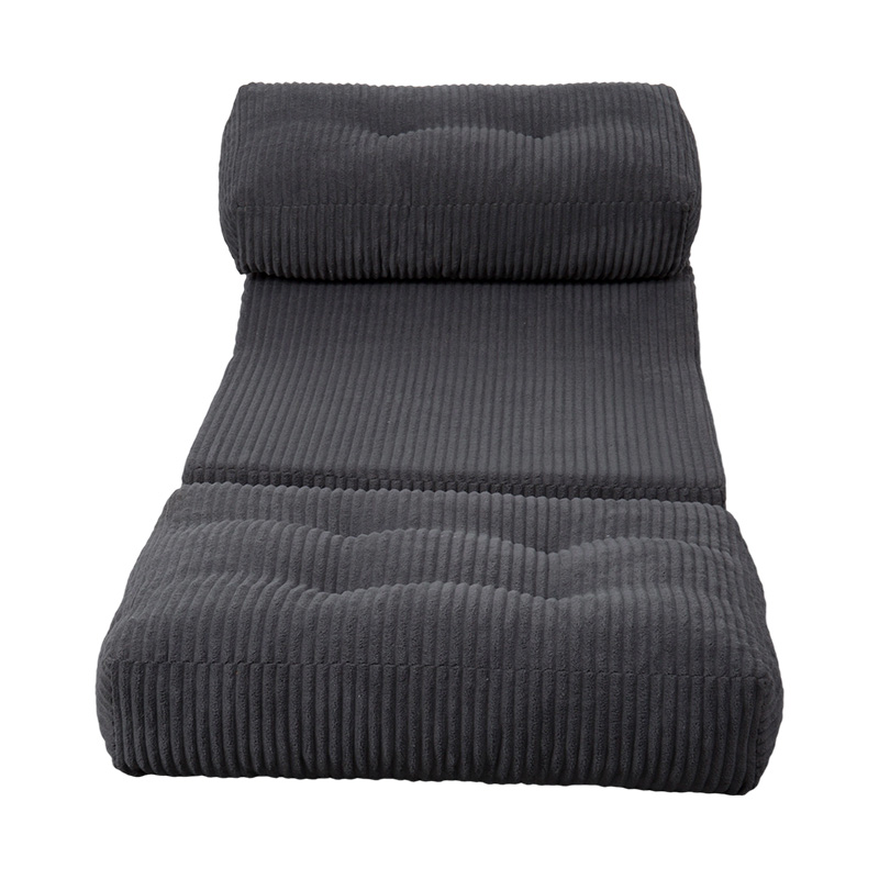 Składana wielofunkcyjna rozkładana sofa z pełnej pianki w ciemnoszarym sztruksie z ergonomicznym oparciem