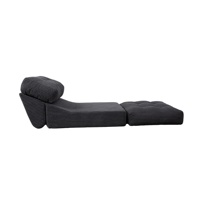 Składana wielofunkcyjna rozkładana sofa z pełnej pianki w ciemnoszarym sztruksie z ergonomicznym oparciem
