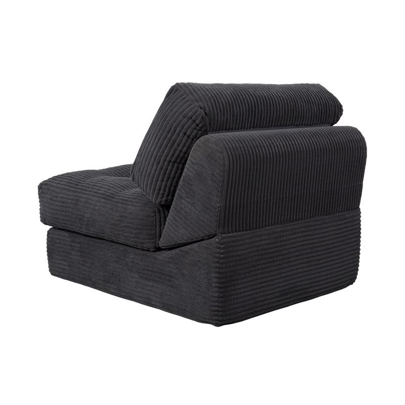 Składana wielofunkcyjna rozkładana sofa z pełnej pianki w ciemnoszarym sztruksie z ergonomicznym oparciem