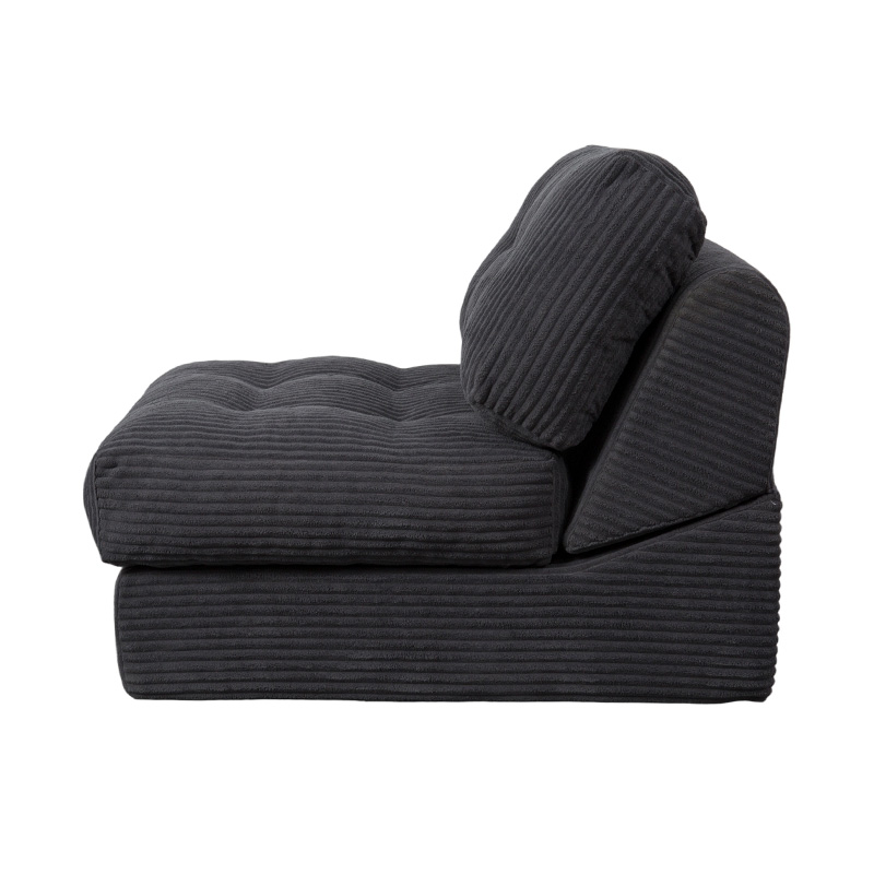 Składana wielofunkcyjna rozkładana sofa z pełnej pianki w ciemnoszarym sztruksie z ergonomicznym oparciem