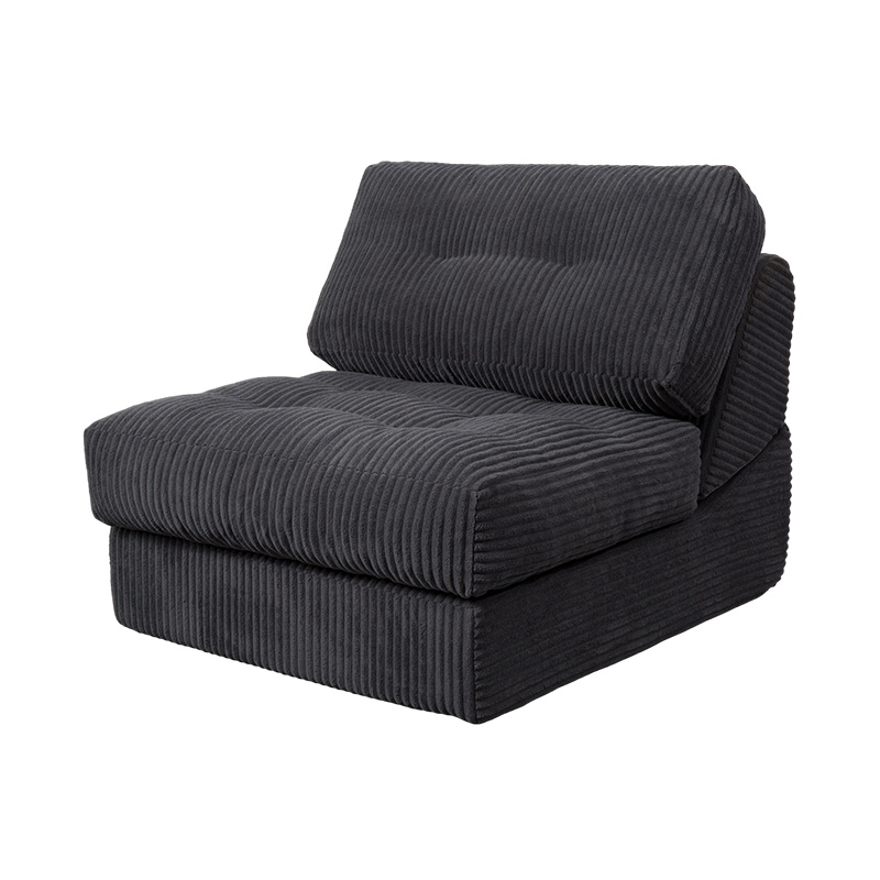 Składana wielofunkcyjna rozkładana sofa z pełnej pianki w ciemnoszarym sztruksie z ergonomicznym oparciem