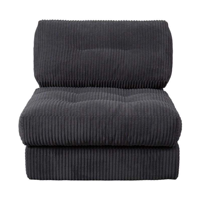 Składana wielofunkcyjna rozkładana sofa z pełnej pianki w ciemnoszarym sztruksie z ergonomicznym oparciem