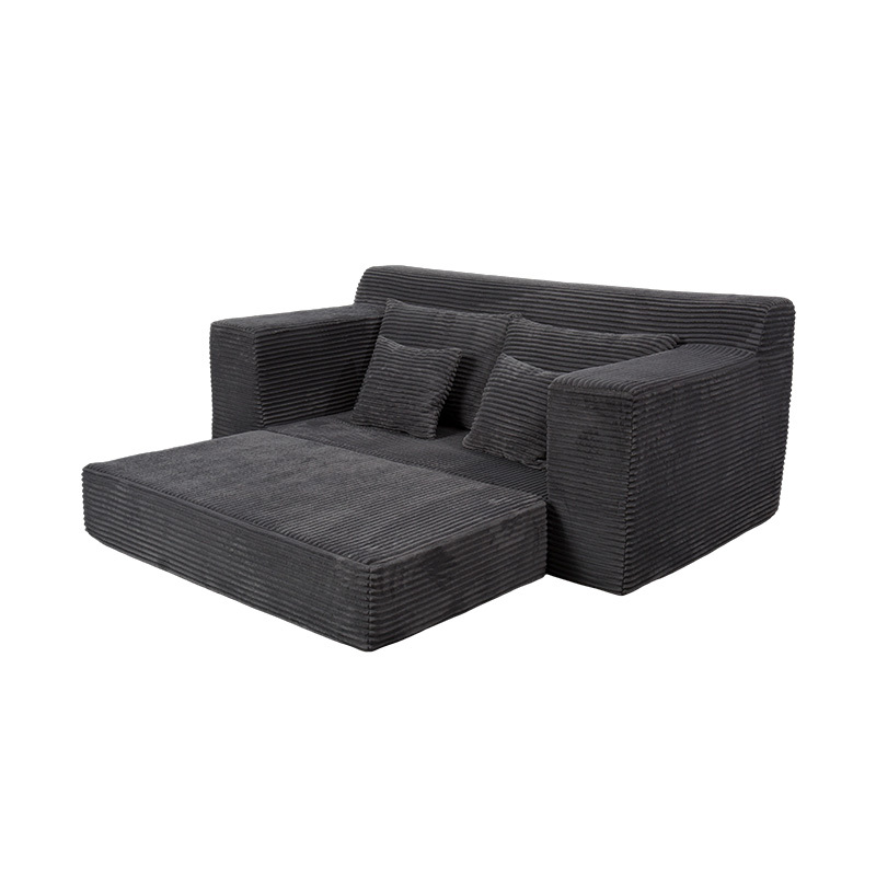 Rozkładana rozkładana sofa modułowa z ciemnoszarego sztruksu z wieloma poduszkami Rozkładana rozkładana sofa modułowa z ciemnoszarego sztruksu z wieloma poduszkami