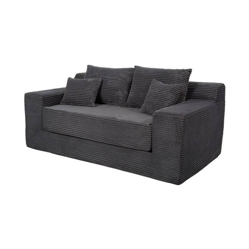 Rozkładana rozkładana sofa modułowa z ciemnoszarego sztruksu z wieloma poduszkami Rozkładana rozkładana sofa modułowa z ciemnoszarego sztruksu z wieloma poduszkami