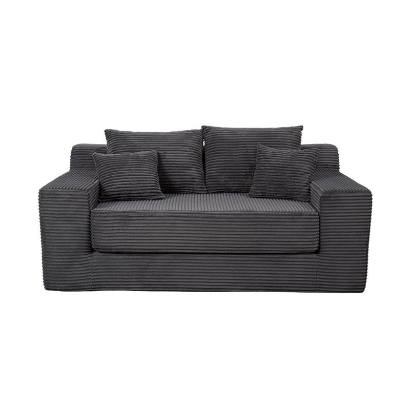 Rozkładana rozkładana sofa modułowa z ciemnoszarego sztruksu z wieloma poduszkami