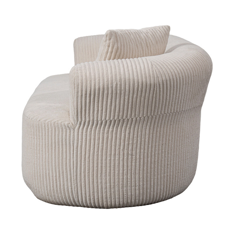 Podwójna sofa z pełną pianką ze sztruksu w kolorze złamanej bieli z dopasowanymi poduszkami Podwójna sofa z pełną pianką ze sztruksu w kolorze złamanej bieli z dopasowanymi poduszkami