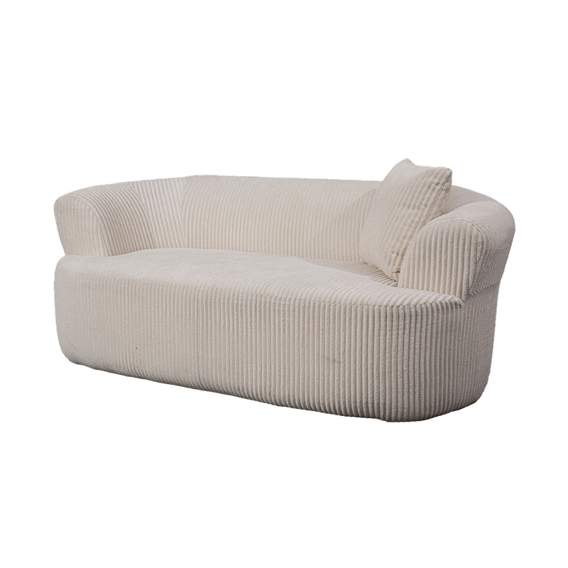 Podwójna sofa z pełną pianką ze sztruksu w kolorze złamanej bieli z dopasowanymi poduszkami Podwójna sofa z pełną pianką ze sztruksu w kolorze złamanej bieli z dopasowanymi poduszkami