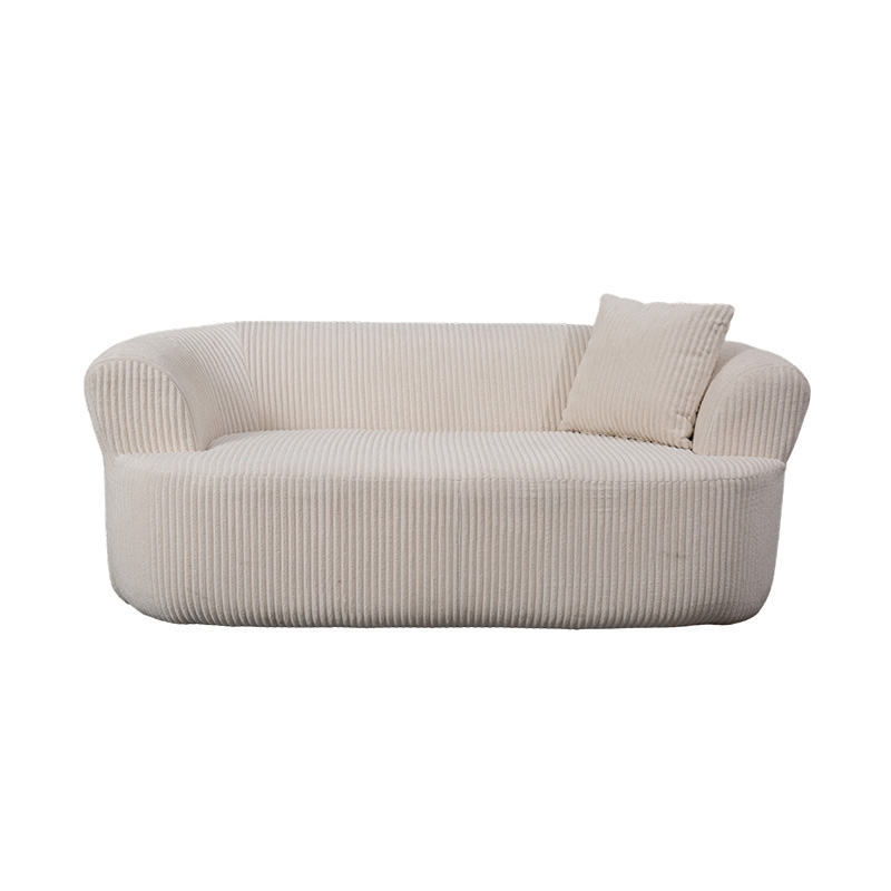 Podwójna sofa z pełną pianką ze sztruksu w kolorze złamanej bieli z dopasowanymi poduszkami