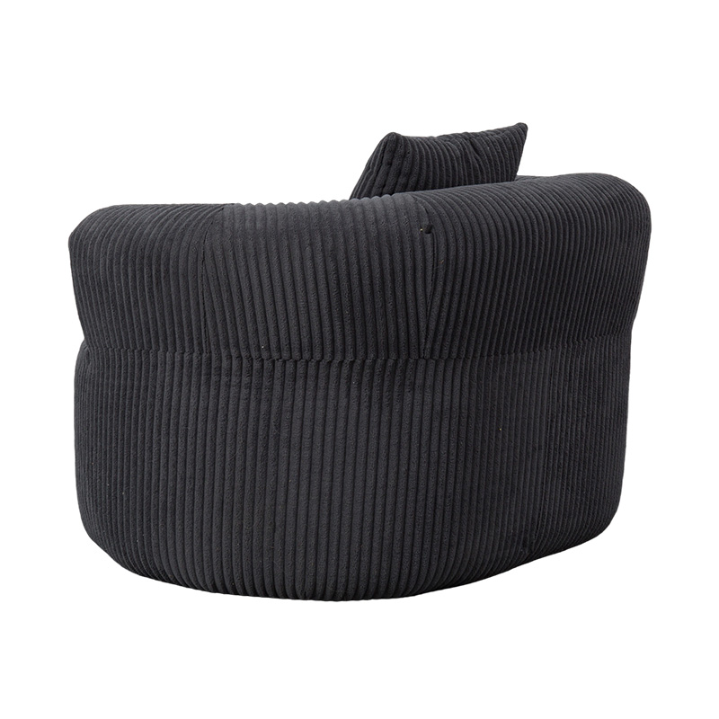 Pojedyncza sofa z pełną pianką z ciemnoszarego sztruksu z dopasowanymi poduszkami Pojedyncza sofa z pełną pianką z ciemnoszarego sztruksu z dopasowanymi poduszkami