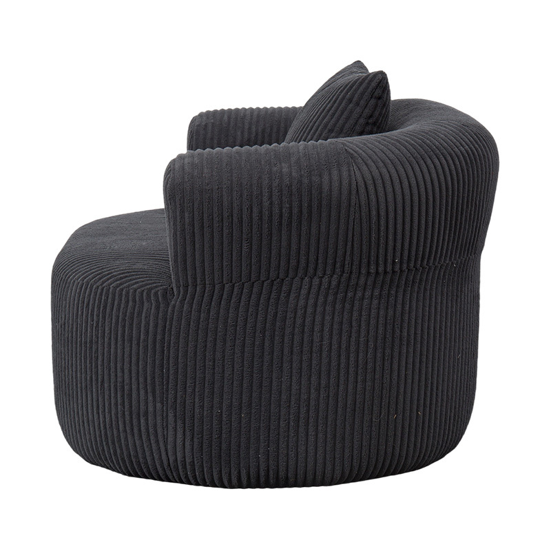 Pojedyncza sofa z pełną pianką z ciemnoszarego sztruksu z dopasowanymi poduszkami Pojedyncza sofa z pełną pianką z ciemnoszarego sztruksu z dopasowanymi poduszkami