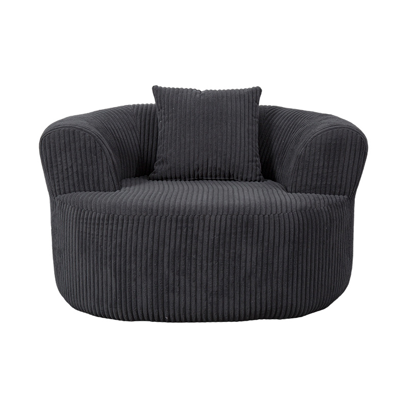 Pojedyncza sofa z pełną pianką z ciemnoszarego sztruksu z dopasowanymi poduszkami