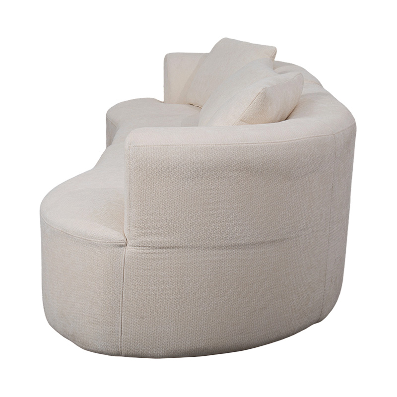 Modułowa sofa podwójna z kremowego aksamitu z dopasowanymi poduszkami i zakrzywionym oparciem Modułowa sofa podwójna z kremowego aksamitu z dopasowanymi poduszkami i zakrzywionym oparciem