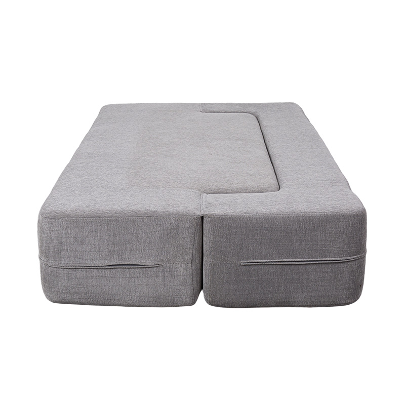 Rozkładana wielofunkcyjna sofa rozkładana z jasnoszarego aksamitu z poduszkami Rozkładana wielofunkcyjna sofa rozkładana z jasnoszarego aksamitu z poduszkami