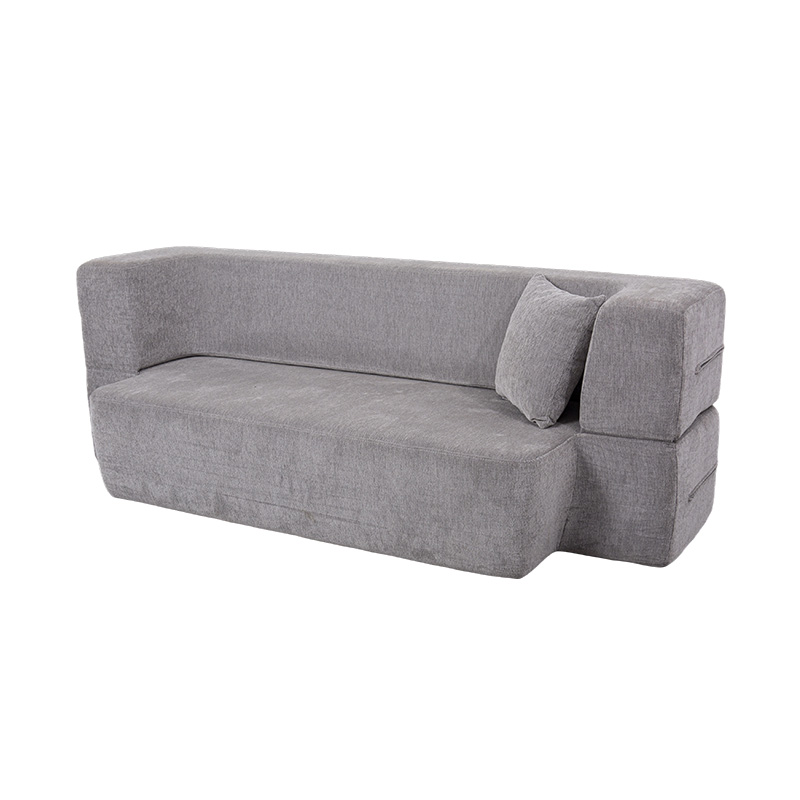 Rozkładana wielofunkcyjna sofa rozkładana z jasnoszarego aksamitu z poduszkami Rozkładana wielofunkcyjna sofa rozkładana z jasnoszarego aksamitu z poduszkami