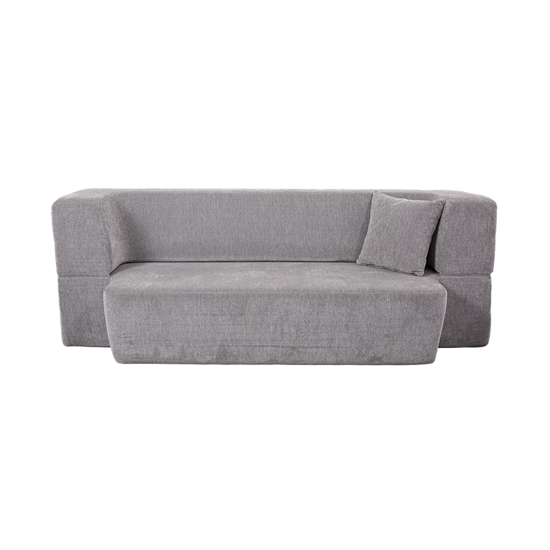 Rozkładana wielofunkcyjna sofa rozkładana z jasnoszarego aksamitu z poduszkami Rozkładana wielofunkcyjna sofa rozkładana z jasnoszarego aksamitu z poduszkami