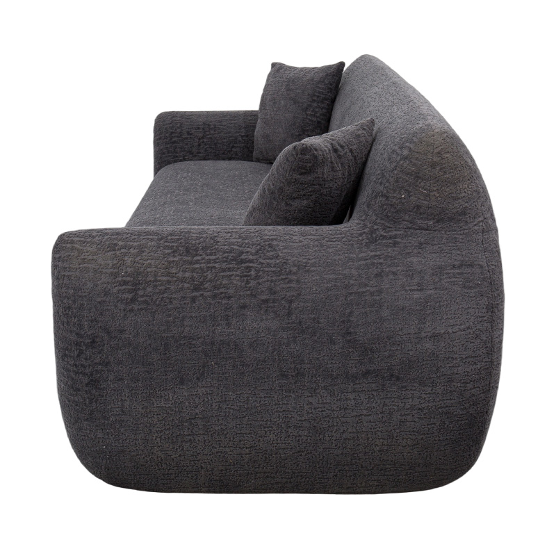 3–4-osobowa sofa z pełną pianką z ciemnoszarej żakardowej tkaniny szenilowej