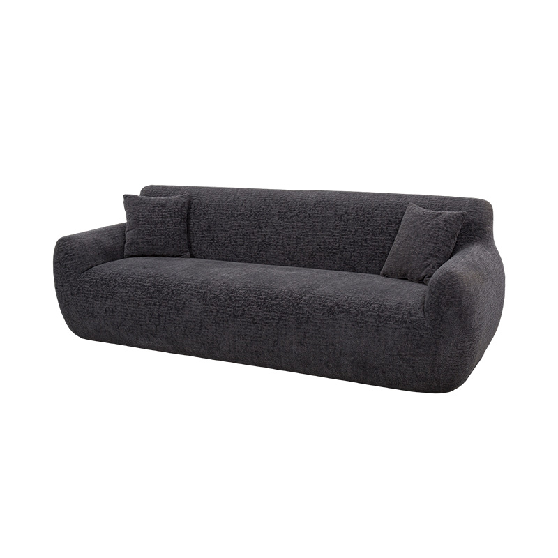 3–4-osobowa sofa z pełną pianką z ciemnoszarej żakardowej tkaniny szenilowej