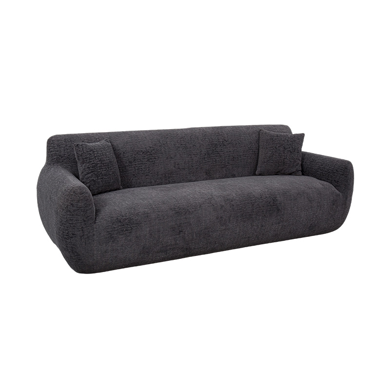 3–4-osobowa sofa z pełną pianką z ciemnoszarej żakardowej tkaniny szenilowej